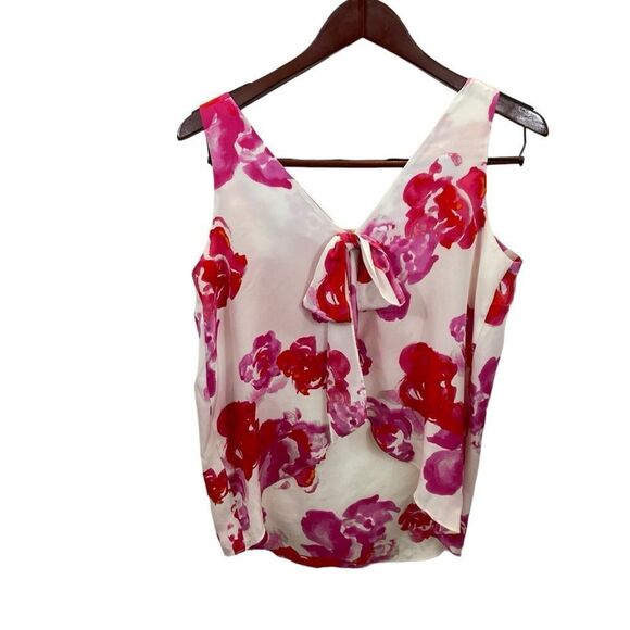 Ladies Amanda Uprichard Whote with Pink Floral With Scalloped Bow Back Large - Picture 2 of 11